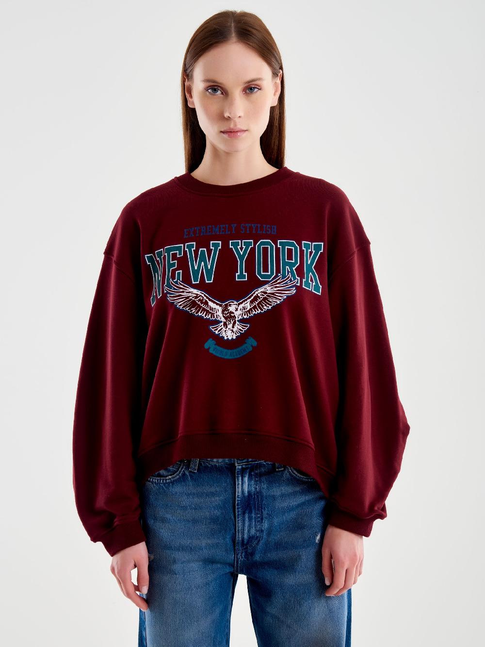 Vicolo Felpa Oversized Varsity Bordeaux In Vendita