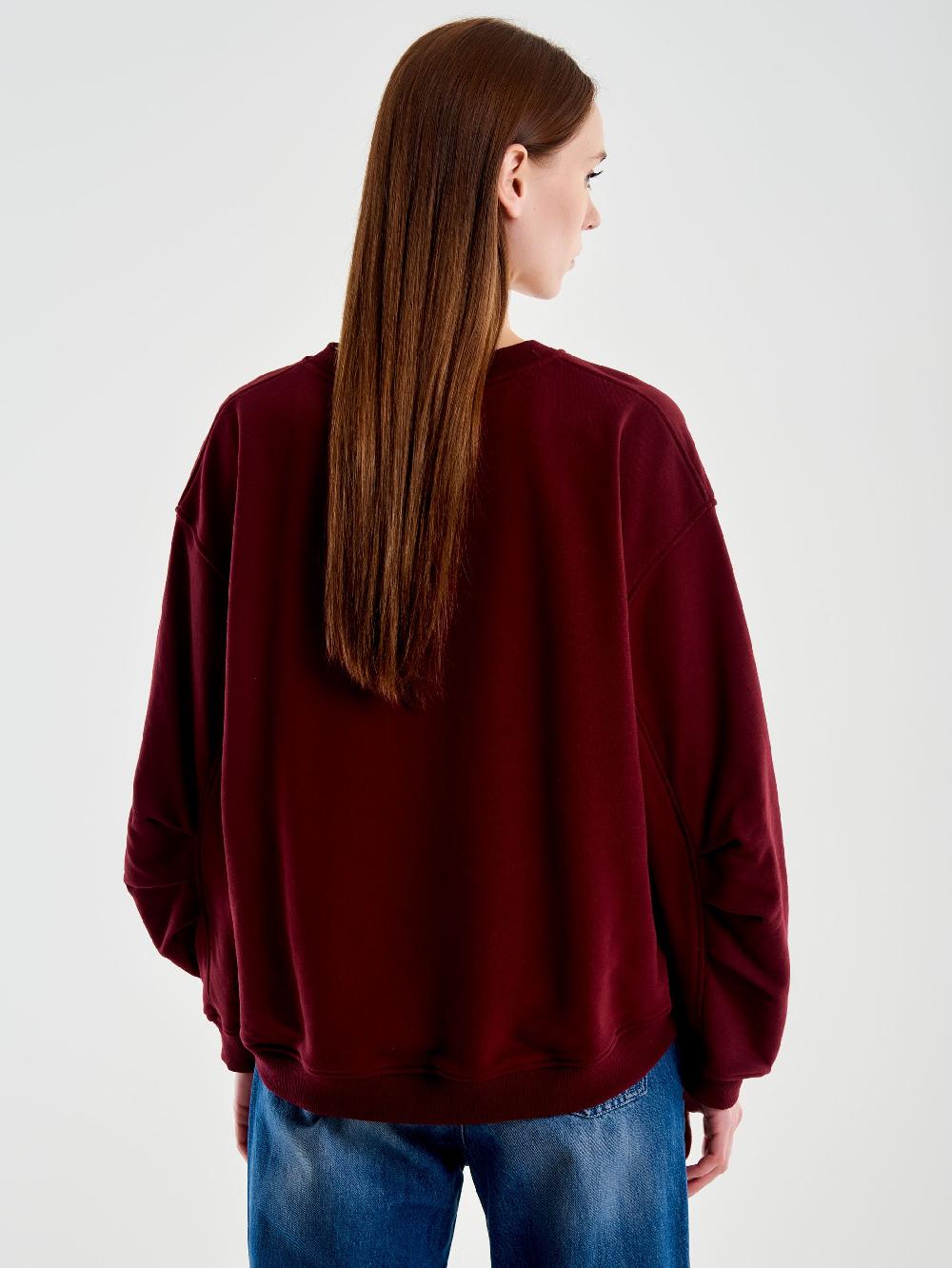 Vicolo Felpa Oversized Varsity Bordeaux In Vendita