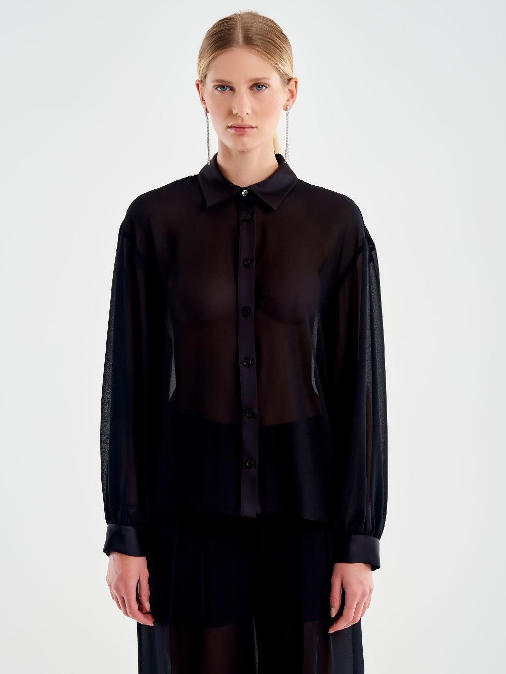 Vicolo Camicia in Georgette Nero Hotsell