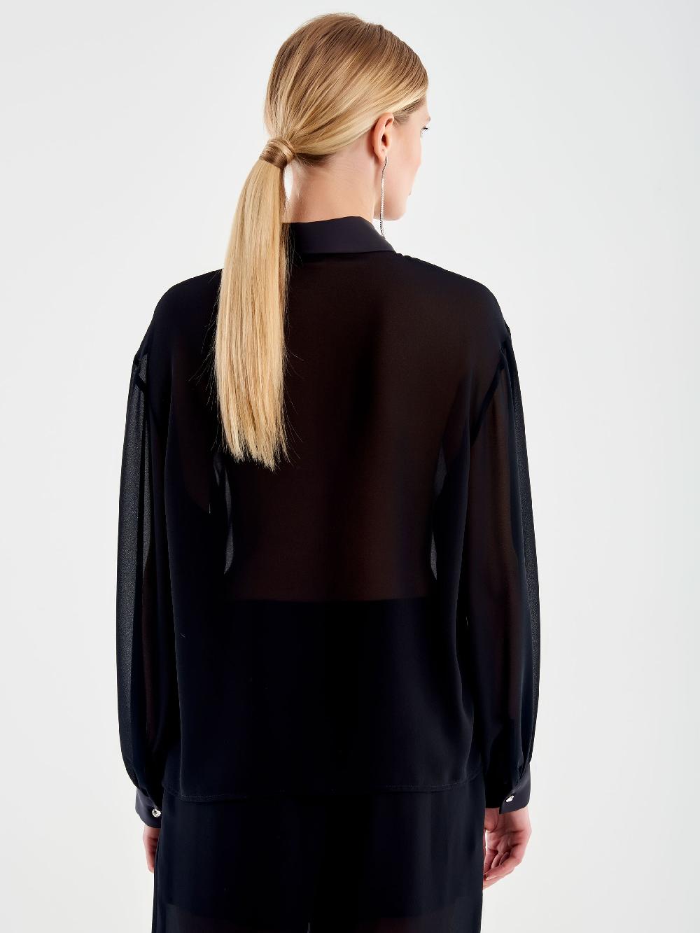 Vicolo Camicia in Georgette Nero Hotsell