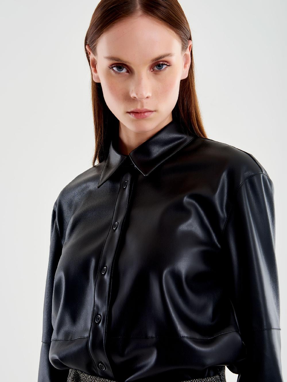 Vicolo Camicia Effetto Pelle Nero I Più Venduti