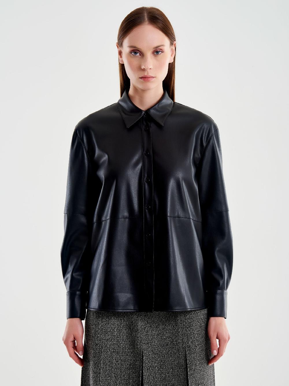 Vicolo Camicia Effetto Pelle Nero I Più Venduti