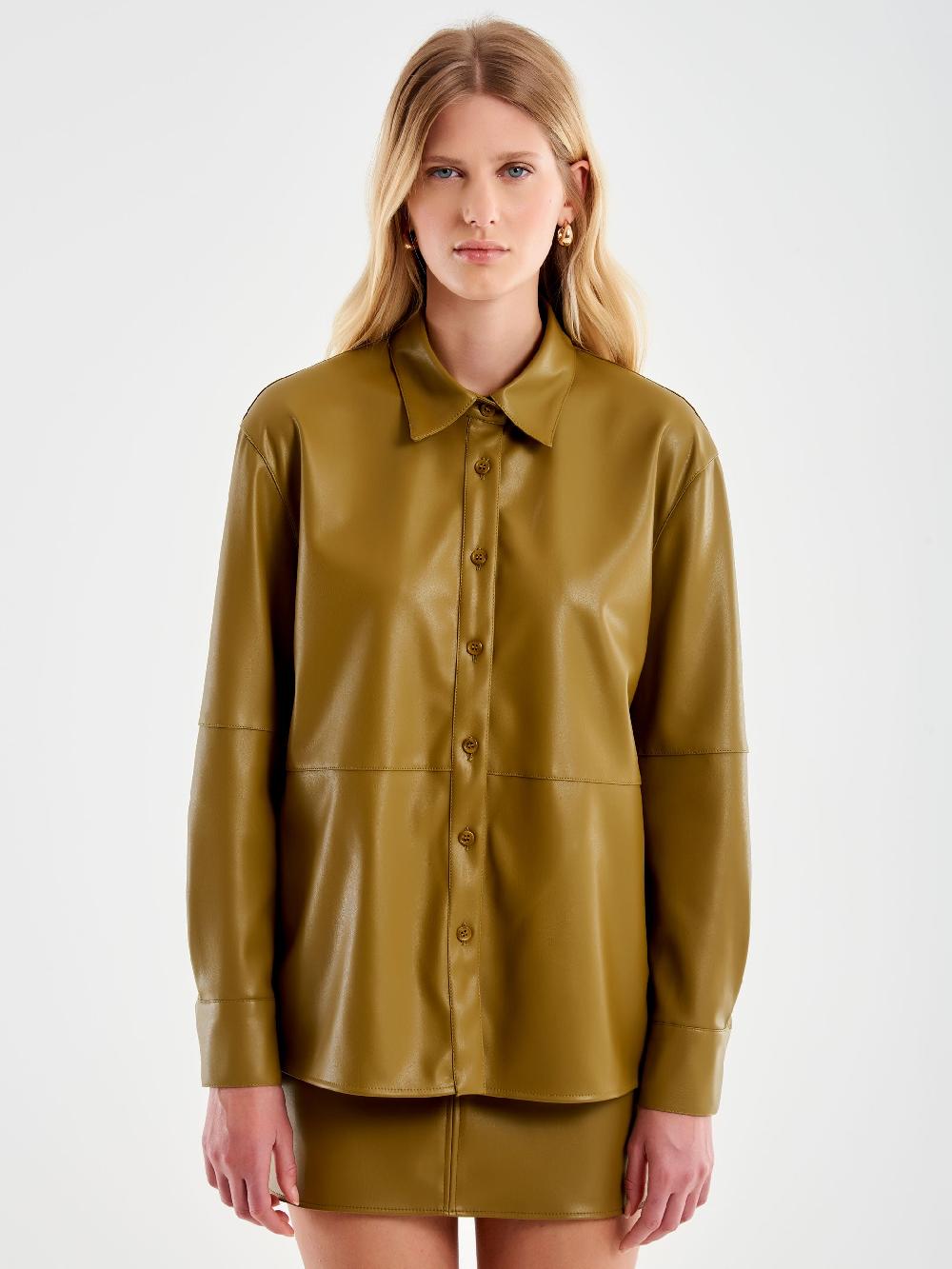 Vicolo Camicia Effetto Pelle Militare Negozio