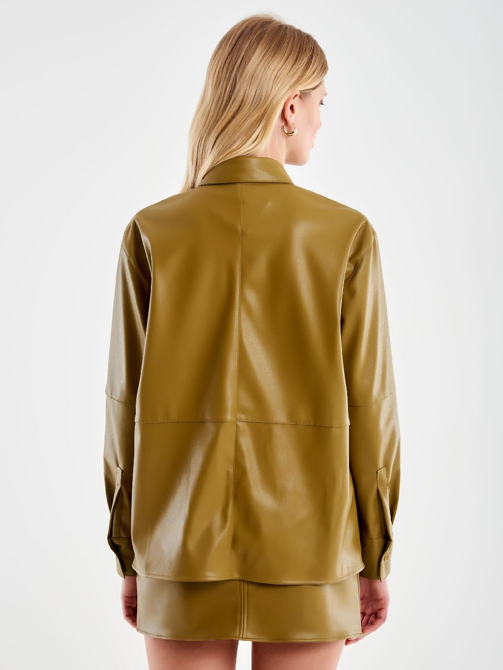 Vicolo Camicia Effetto Pelle Militare Negozio