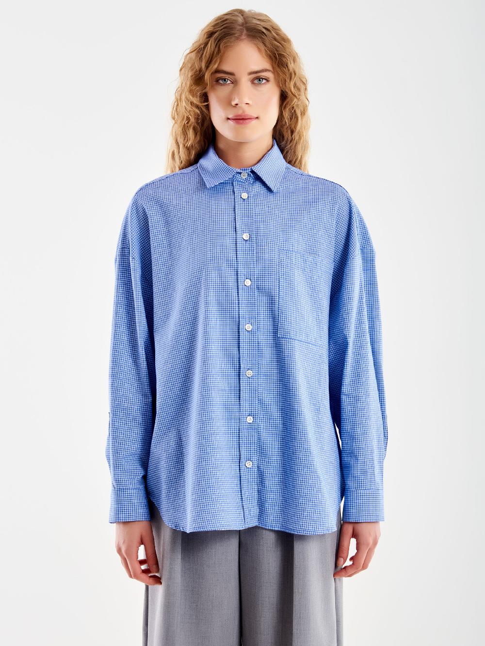 Vicolo Camicia a Quadri con Tasca Blu In Saldo