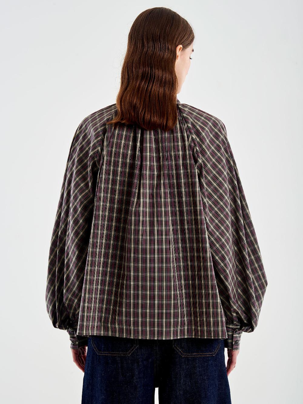 Vicolo Camicia Over Quadri con Fiocco Beige Italy