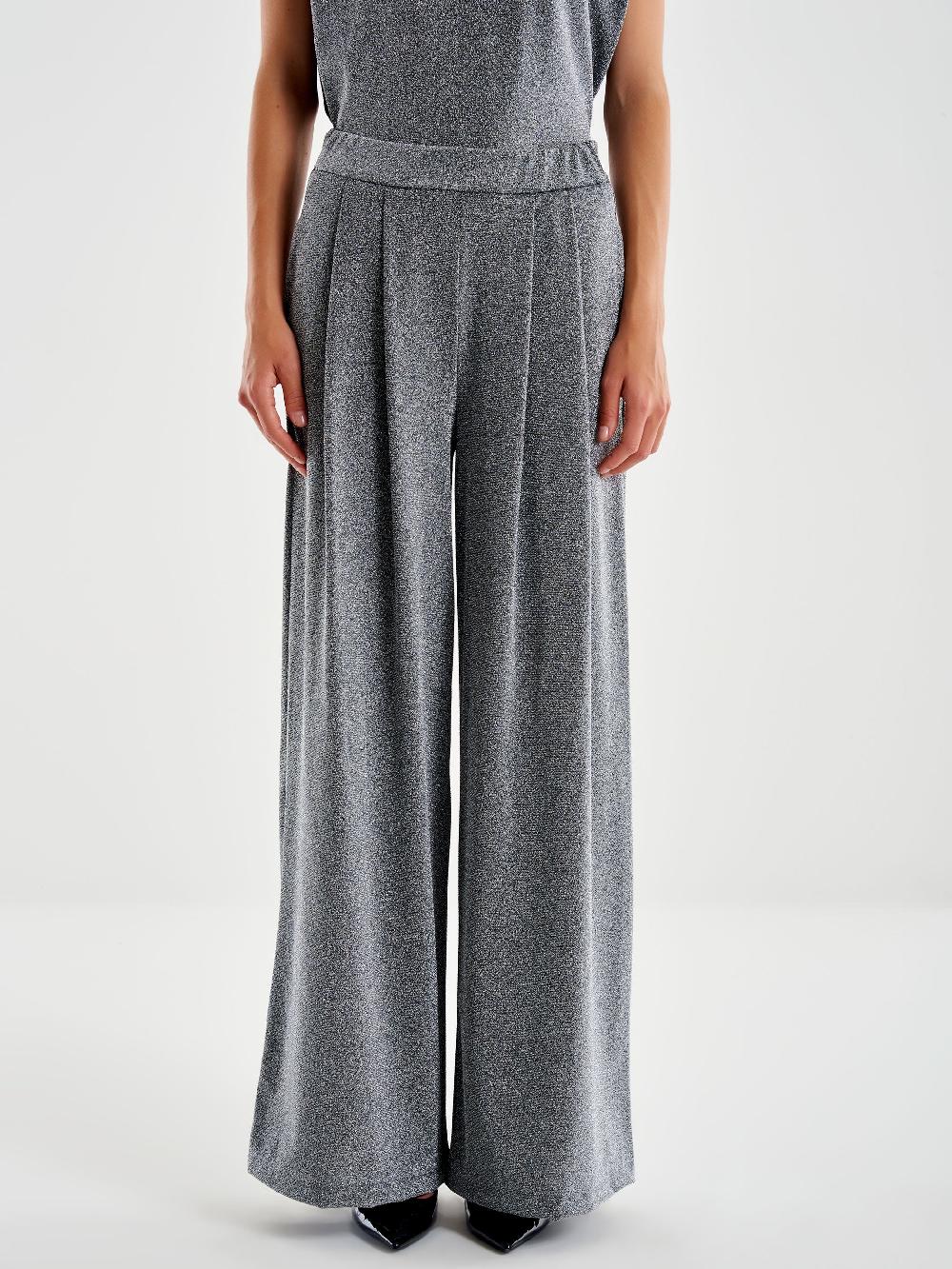 Vicolo Pantalone Ampio Lurex Grigio Pezzi Unici