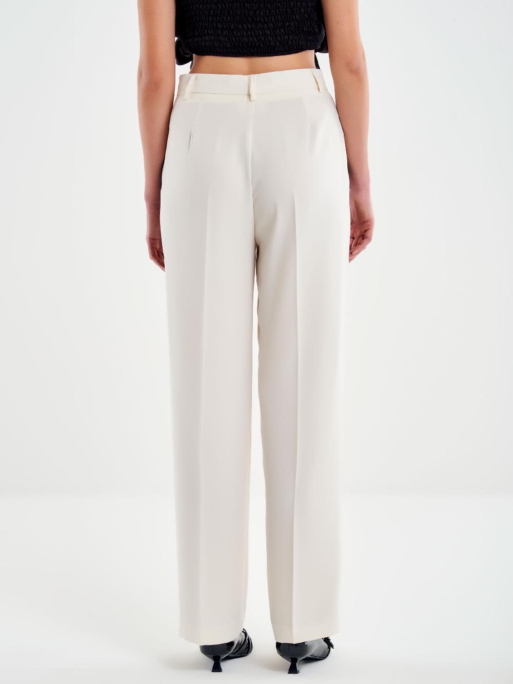 Vicolo Pantalone Banda Laterale Satin a Contrasto Bianco Negozi Online
