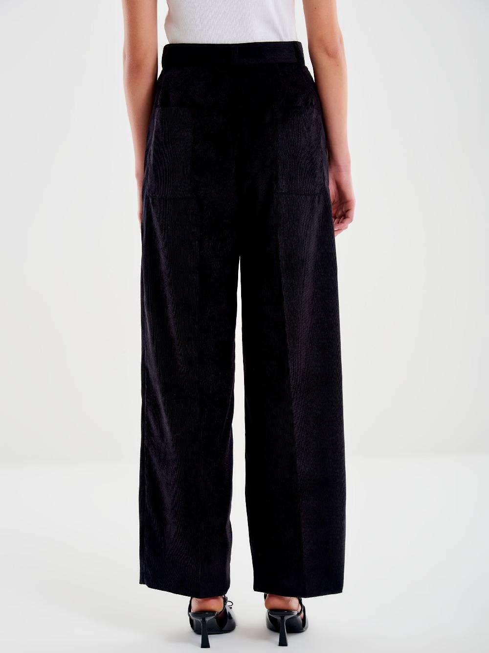 Vicolo Pantalone in Velluto a Coste Nero Acquista Ora