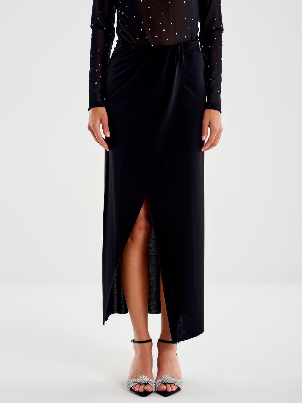 Vicolo Gonna Midi con Spacco Centrale Nero Online