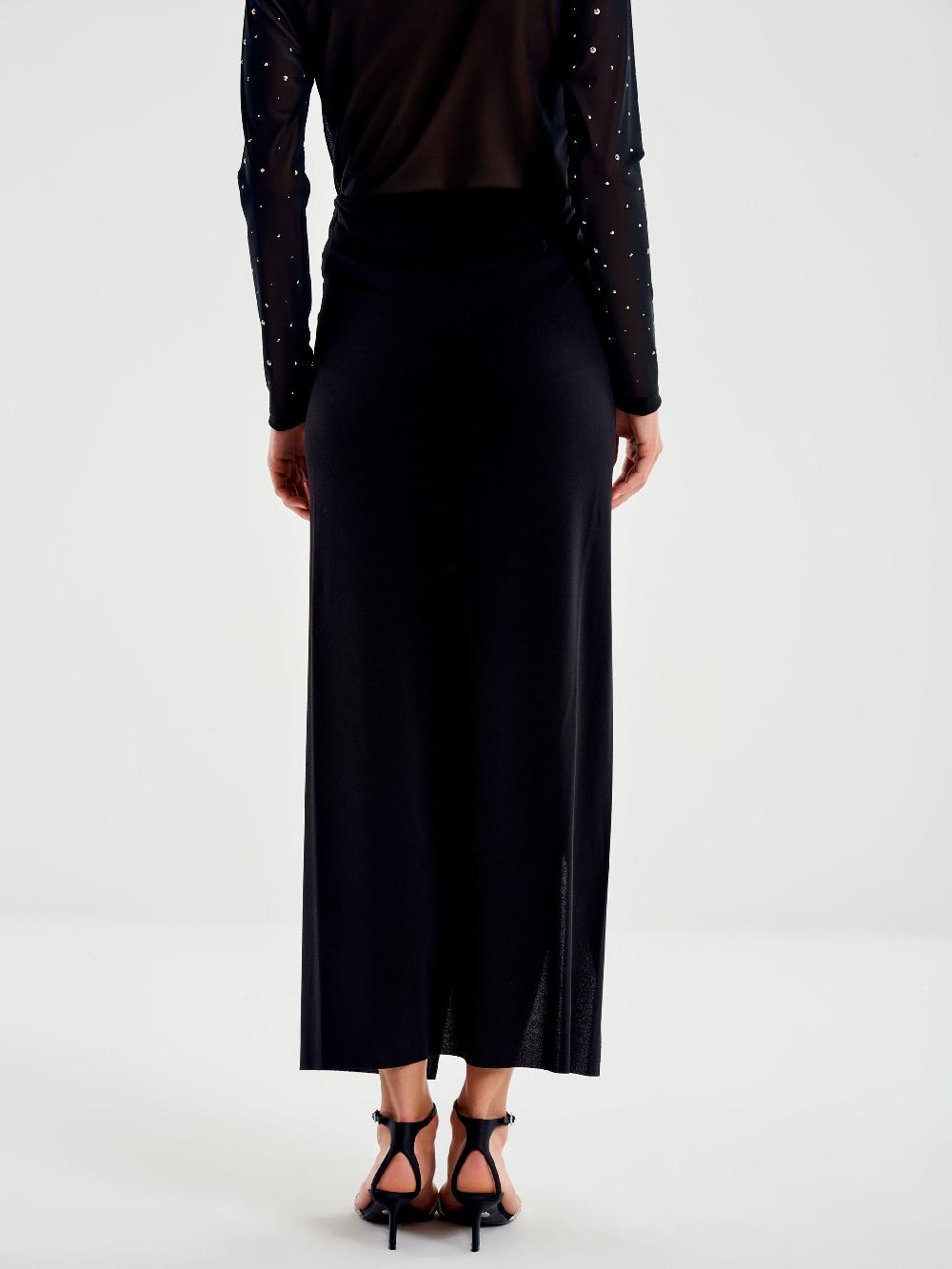 Vicolo Gonna Midi con Spacco Centrale Nero Online