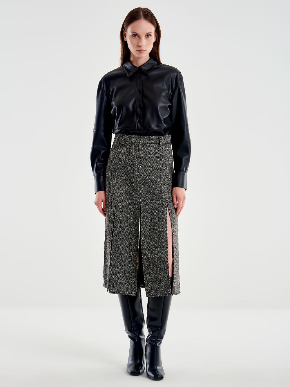 Vicolo Gonna Midi con Spacchi Spinata Nero Outlet