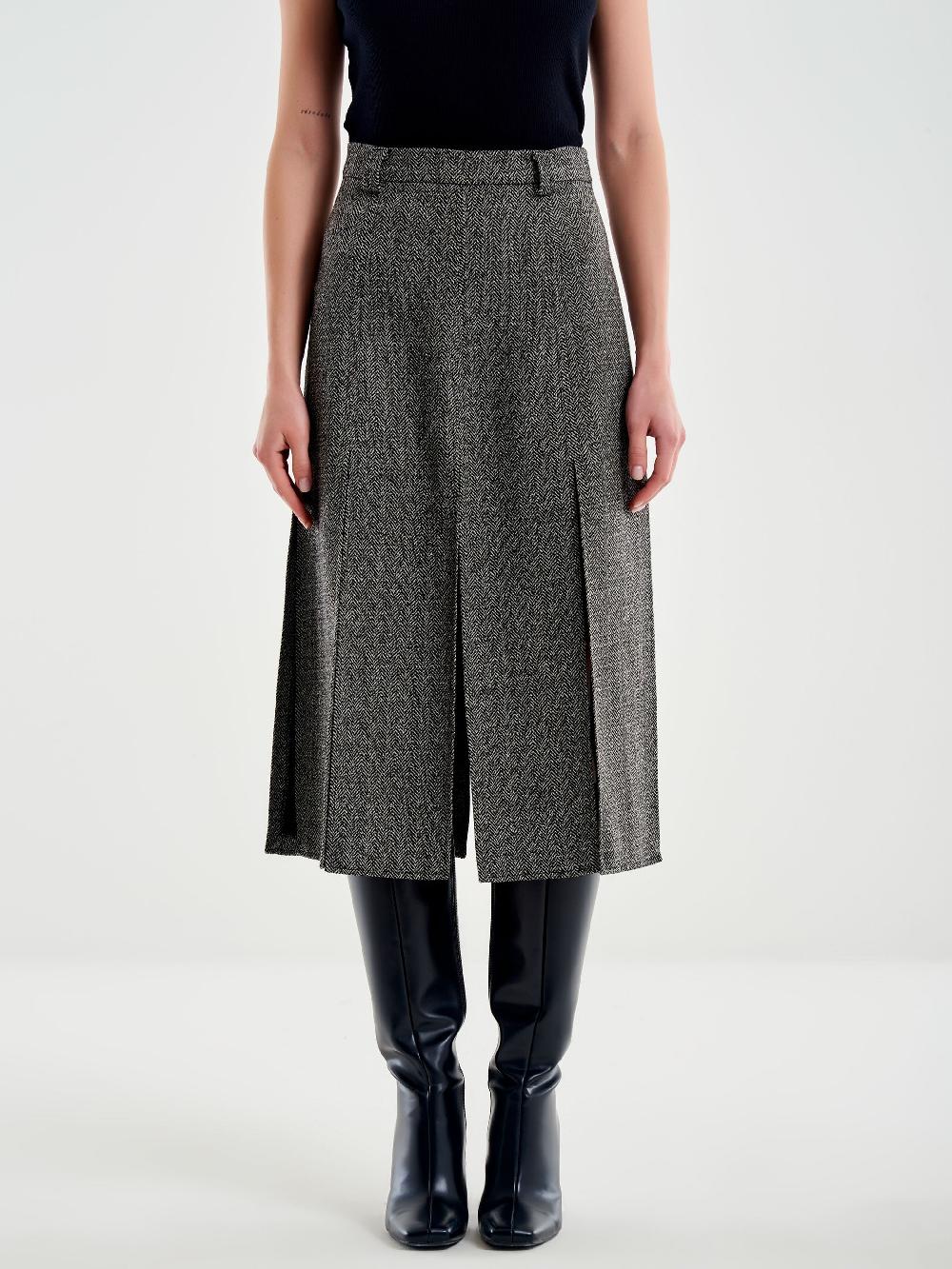 Vicolo Gonna Midi con Spacchi Spinata Nero Outlet