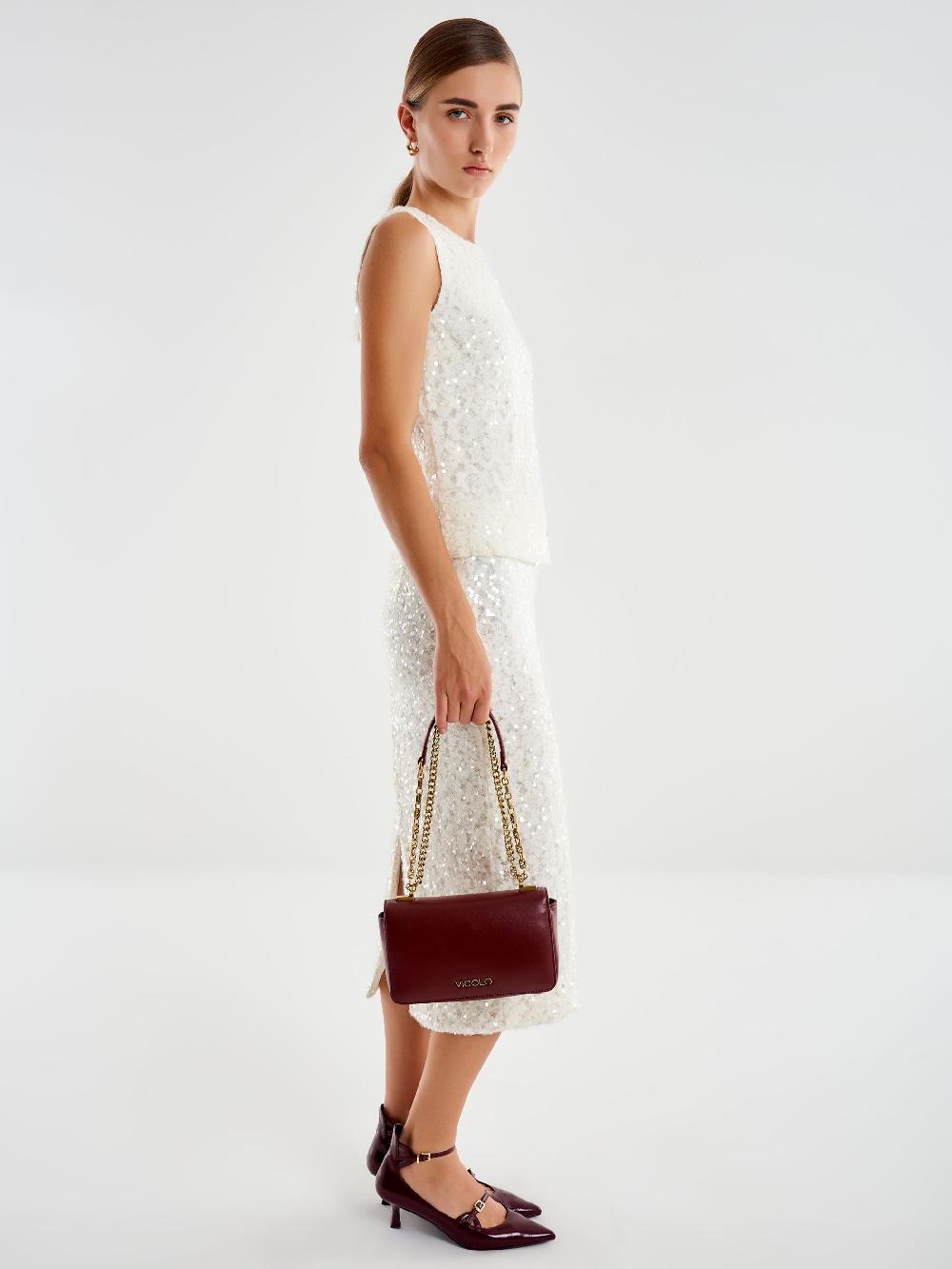 Vicolo Top in Pizzo e Paillettes Bianco Hotsell