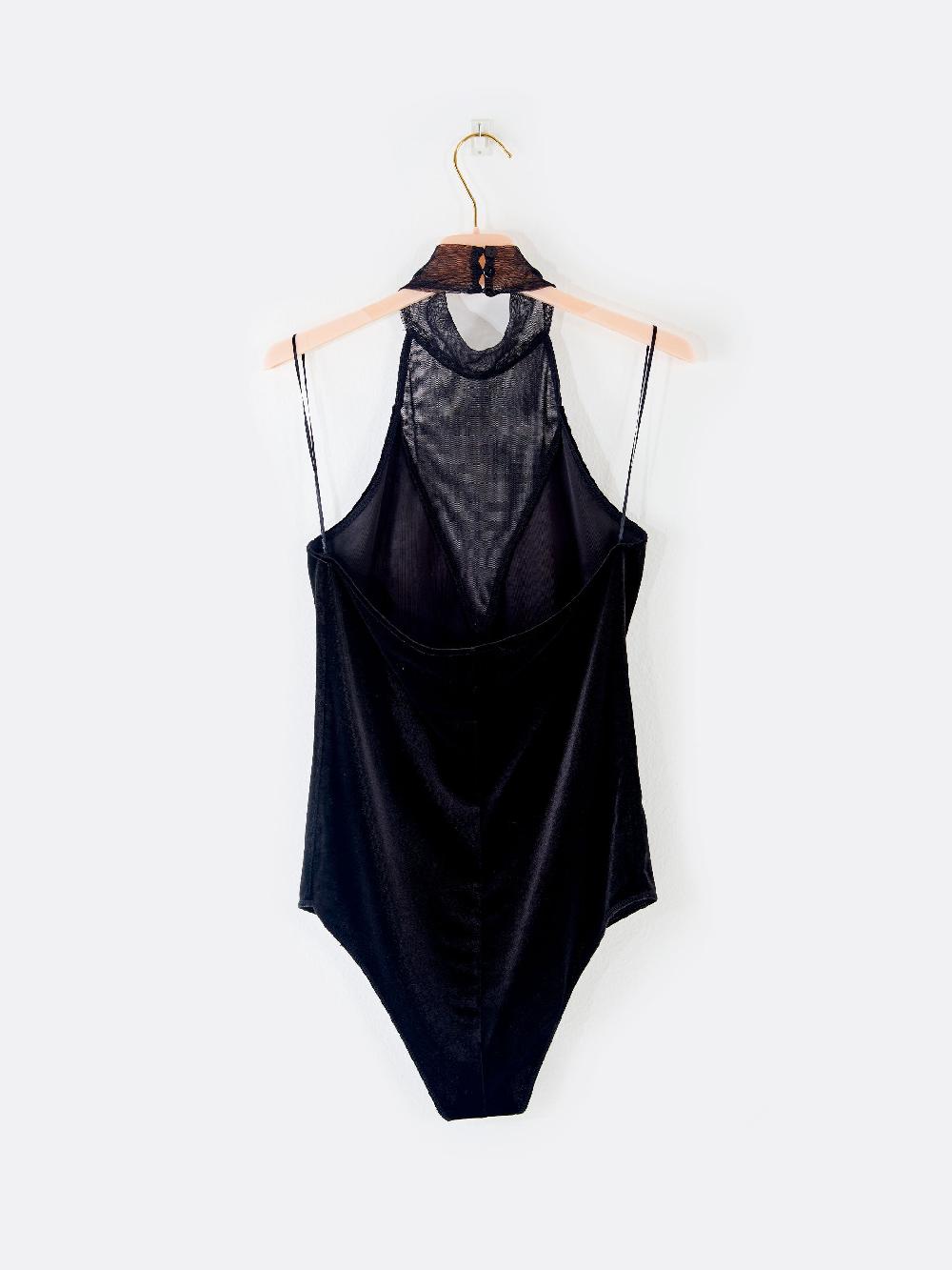 Vicolo Body in Tulle e Velluto Nero In Saldo