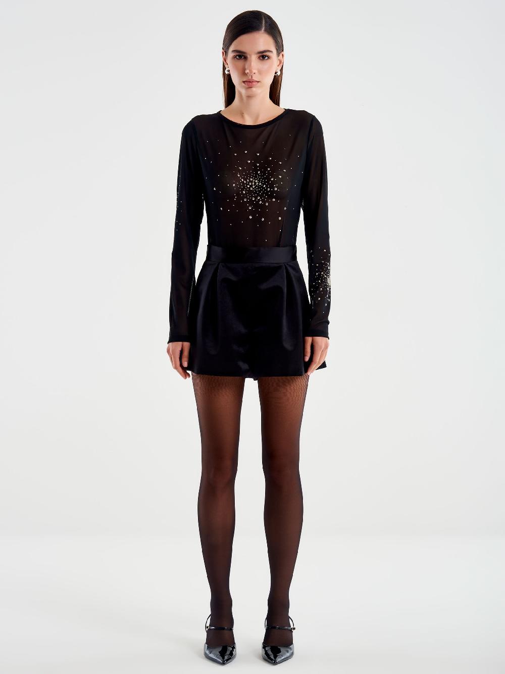 Vicolo Body in Tulle con Strass Nero Nuova