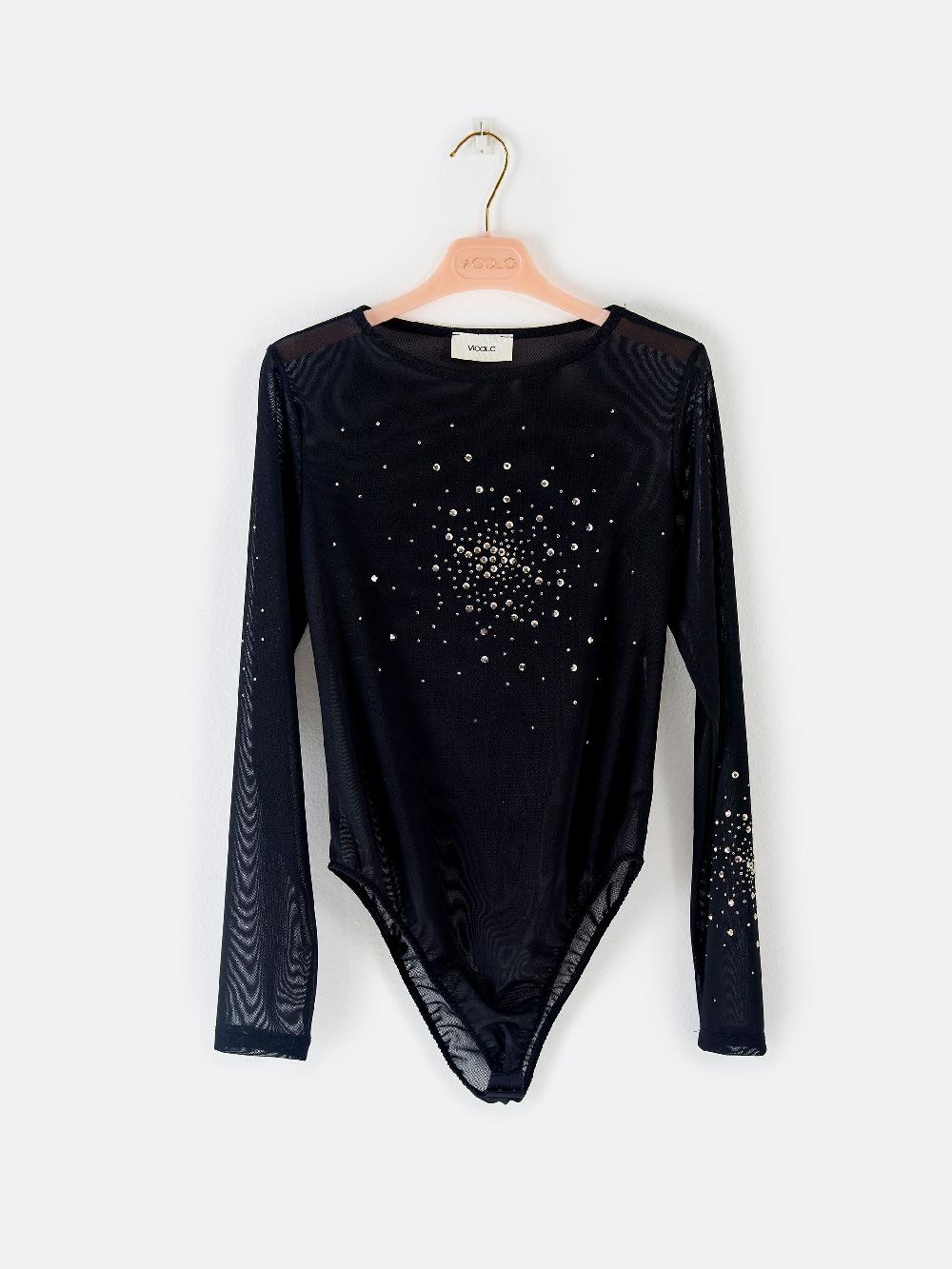 Vicolo Body in Tulle con Strass Nero Nuova