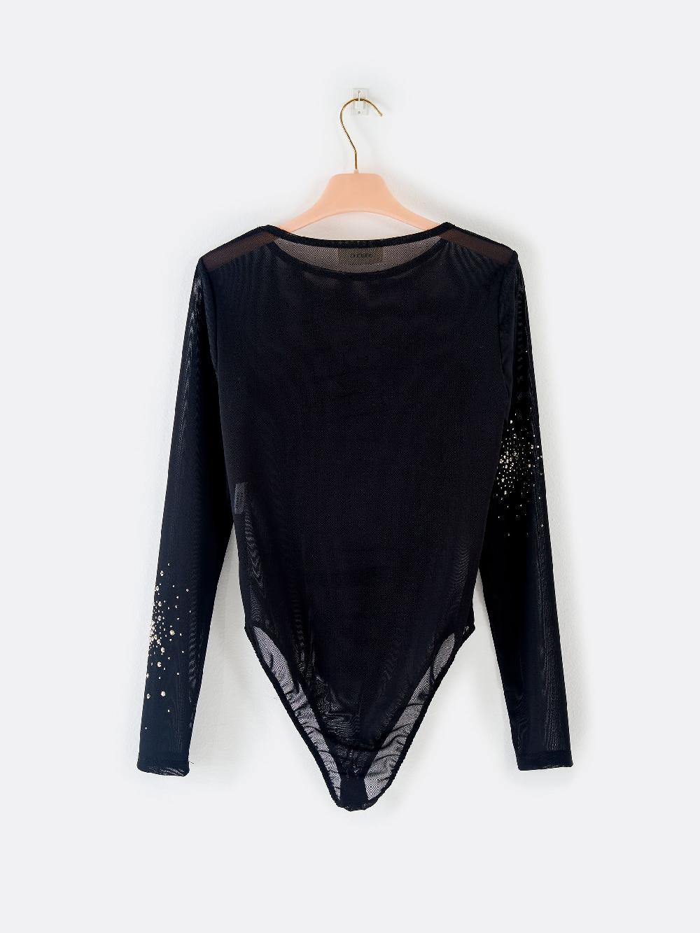 Vicolo Body in Tulle con Strass Nero Nuova