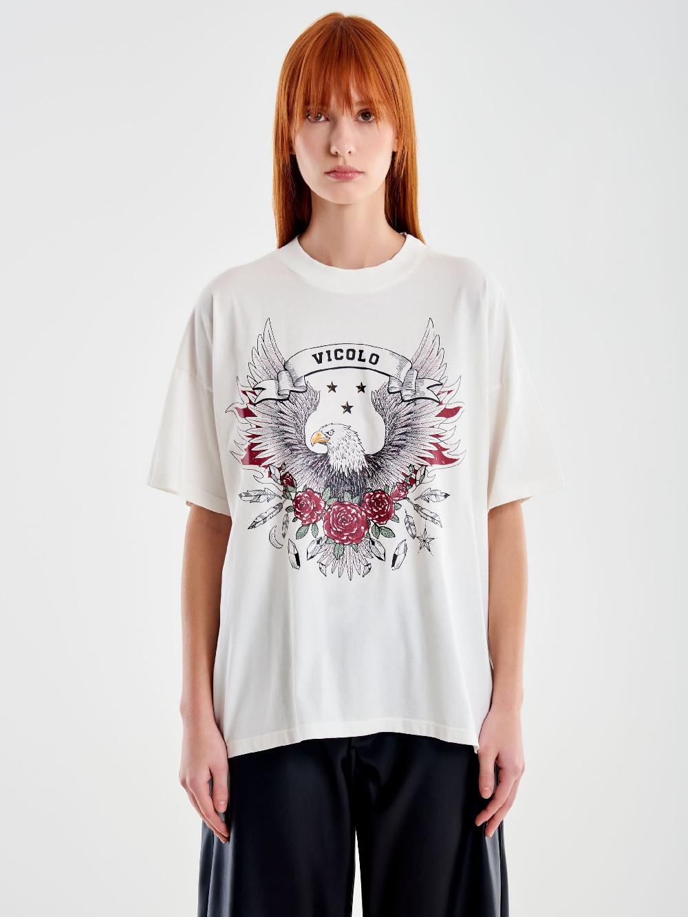 Vicolo T-shirt Fantasia Varsity Bianco Italy