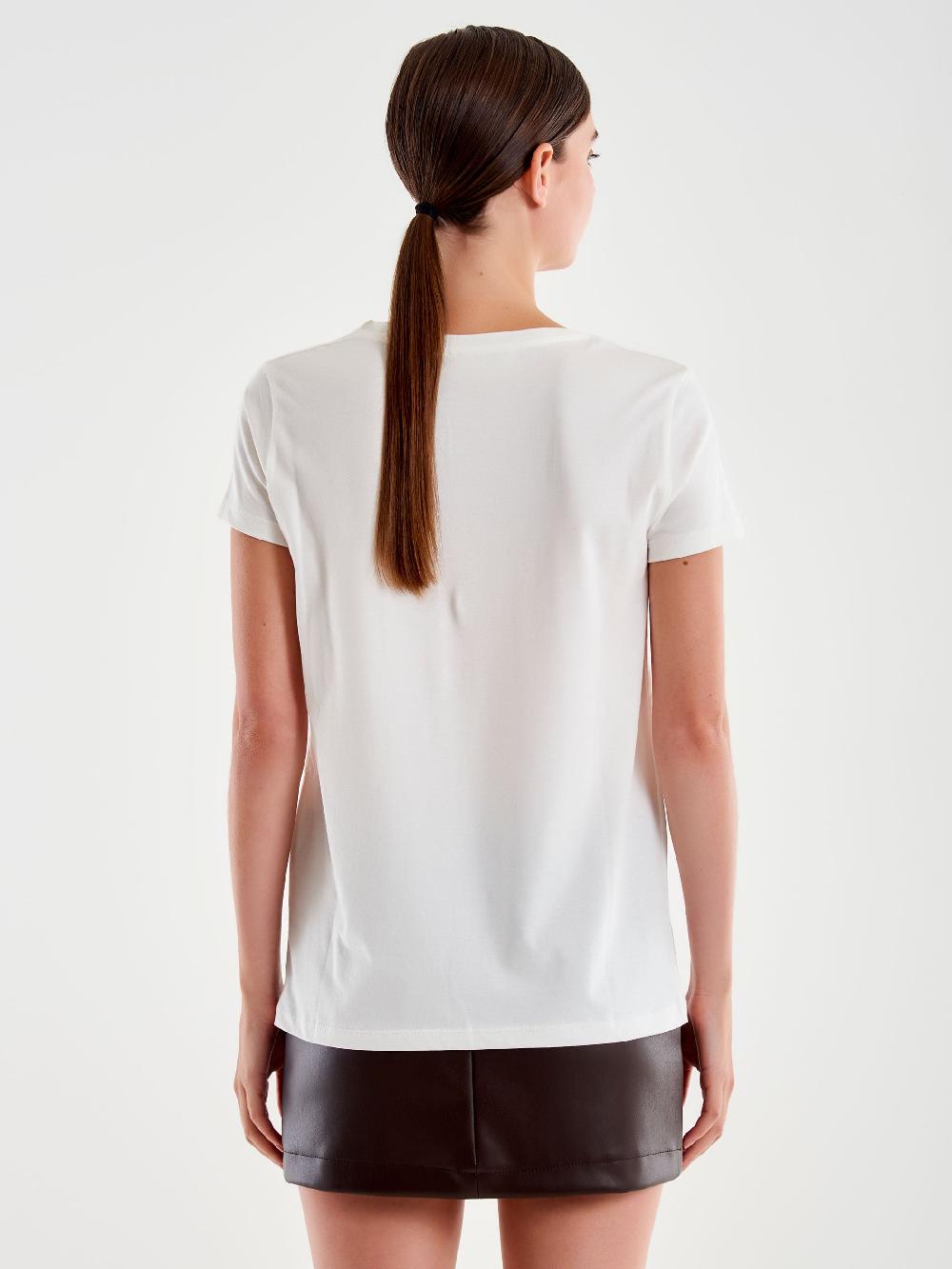 Vicolo T- Shirt Ricamo "pienah" Bianco Sconto