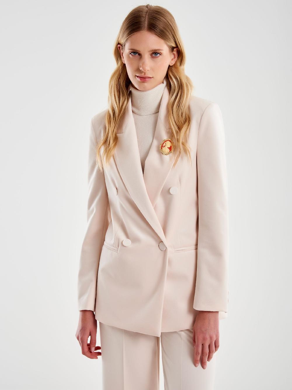 Vicolo Blazer Velluto con Spilla Bianco Qualità