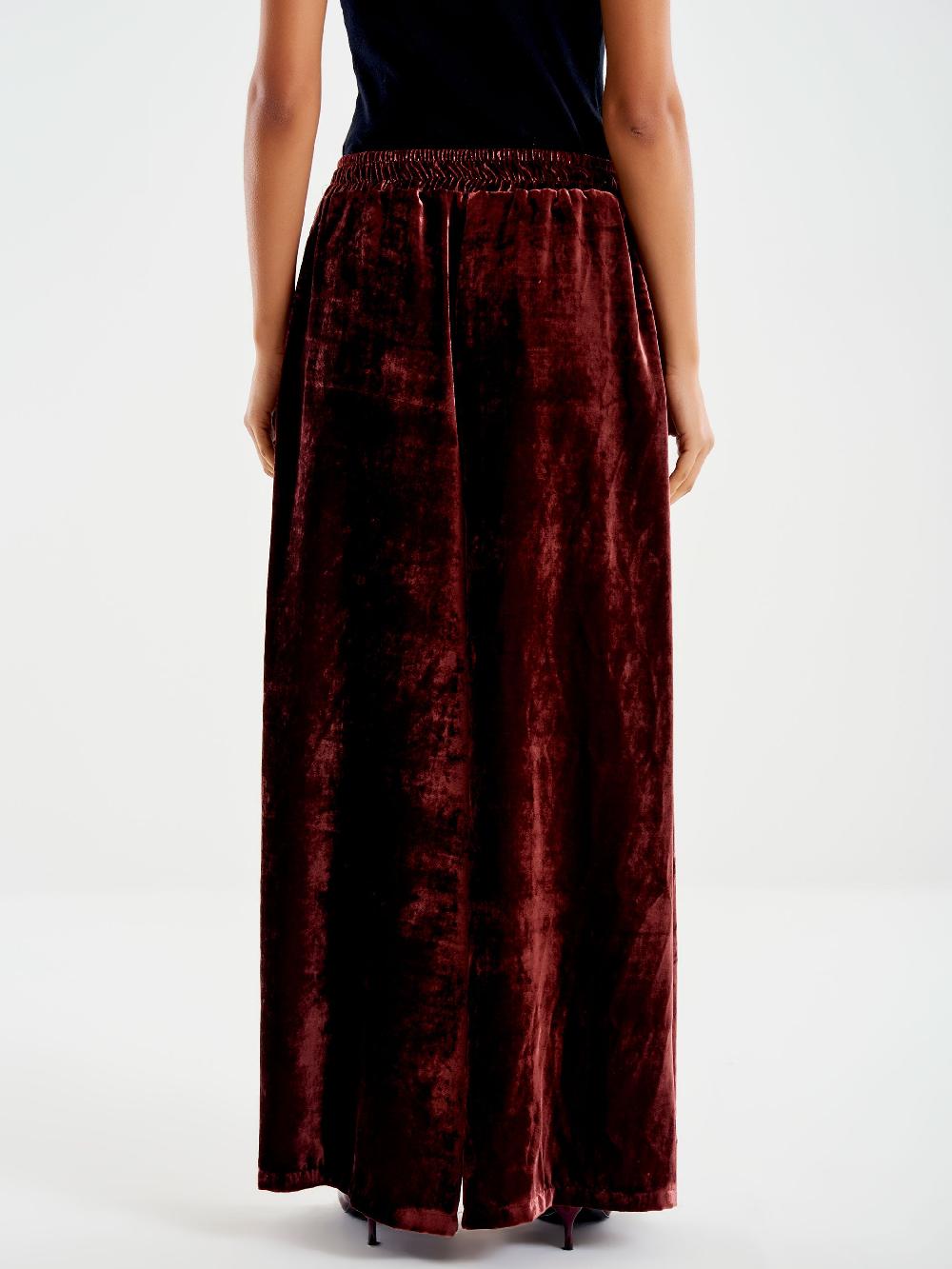 Vicolo Pantalone In Velluto con Elastico Bordeaux Vendita