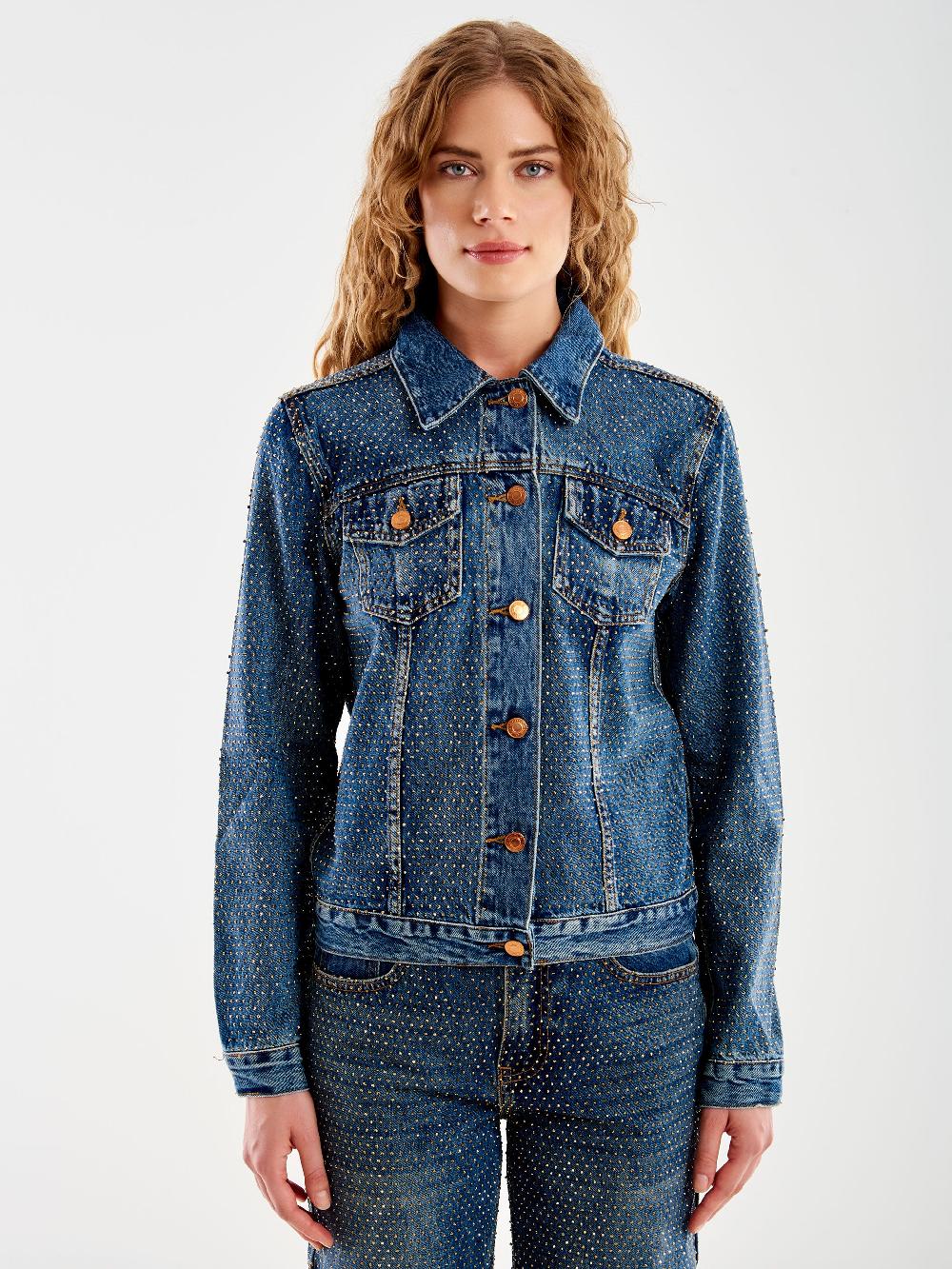 Vicolo Giacca Jeans e Strass Blu Offerta