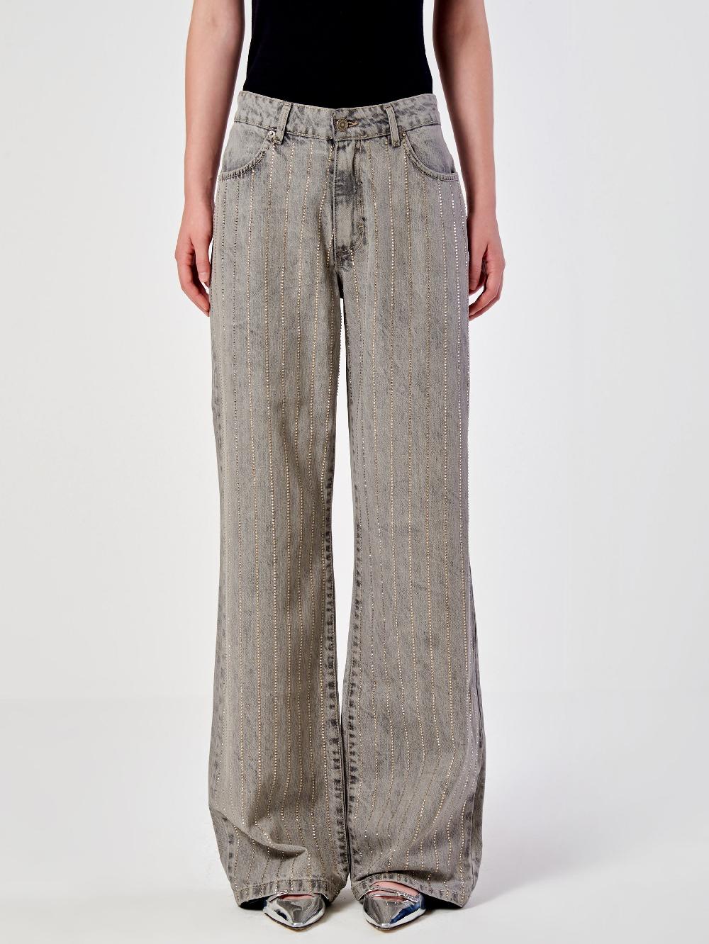 Vicolo Jeans Strass effetto GessatoGrigio Offerte
