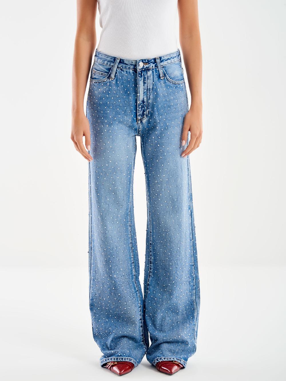 Vicolo Jeans Amber con Strass Blu In Saldo