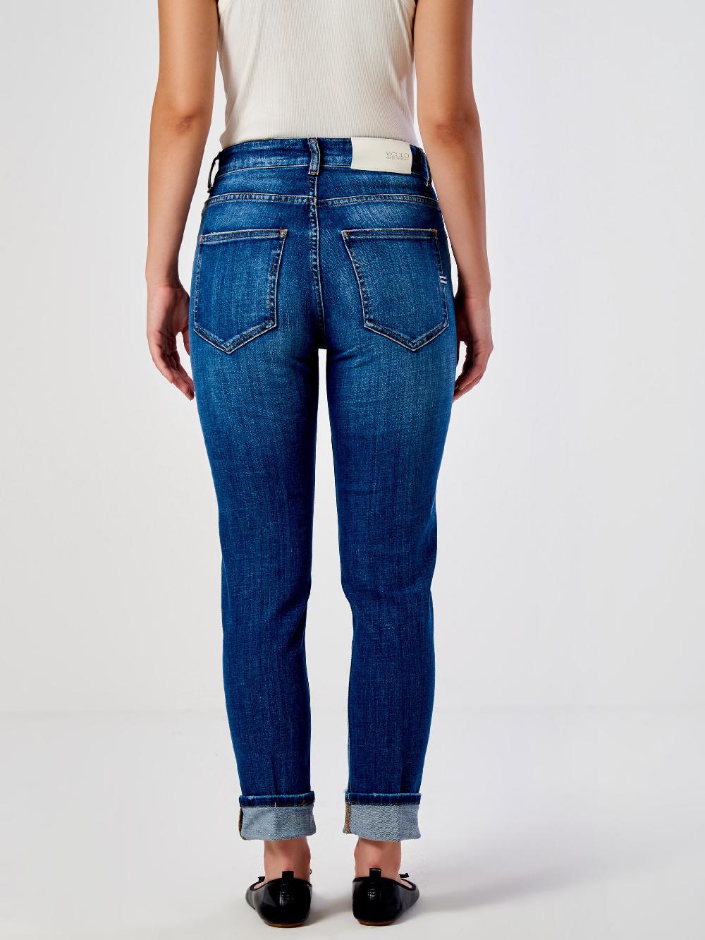 Vicolo Jeans Icon Daisy con Risvolto Blu Moda