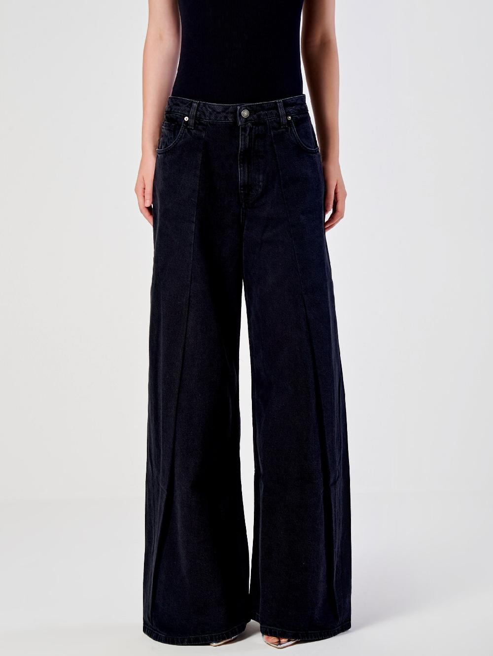 Vicolo Jeans Ampio con Pence Nero Italy