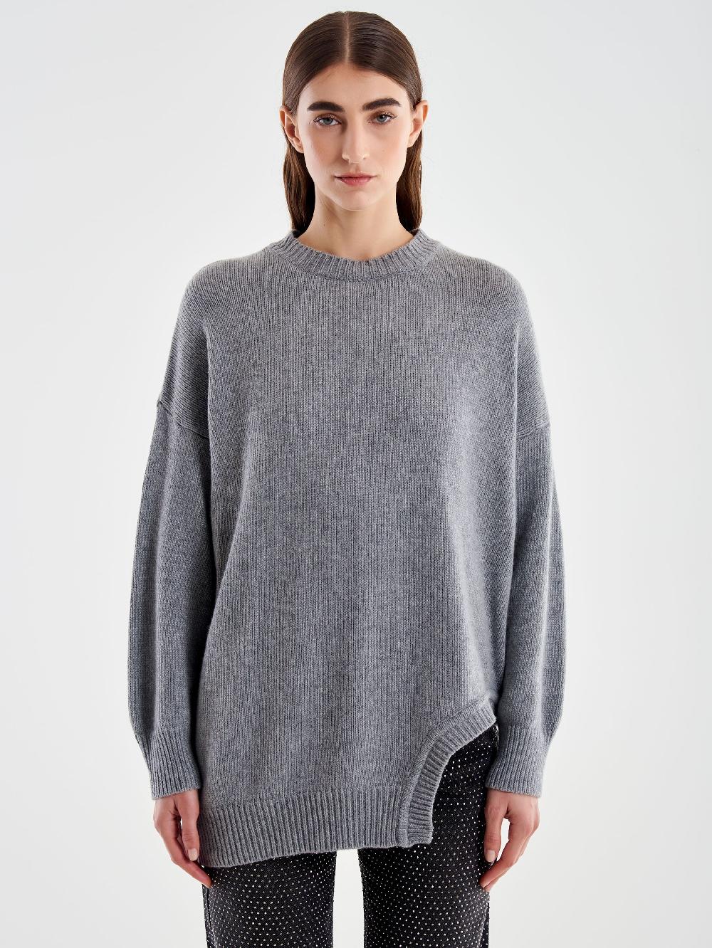 Vicolo Pull Girocollo Cut Out Grigio Promozione