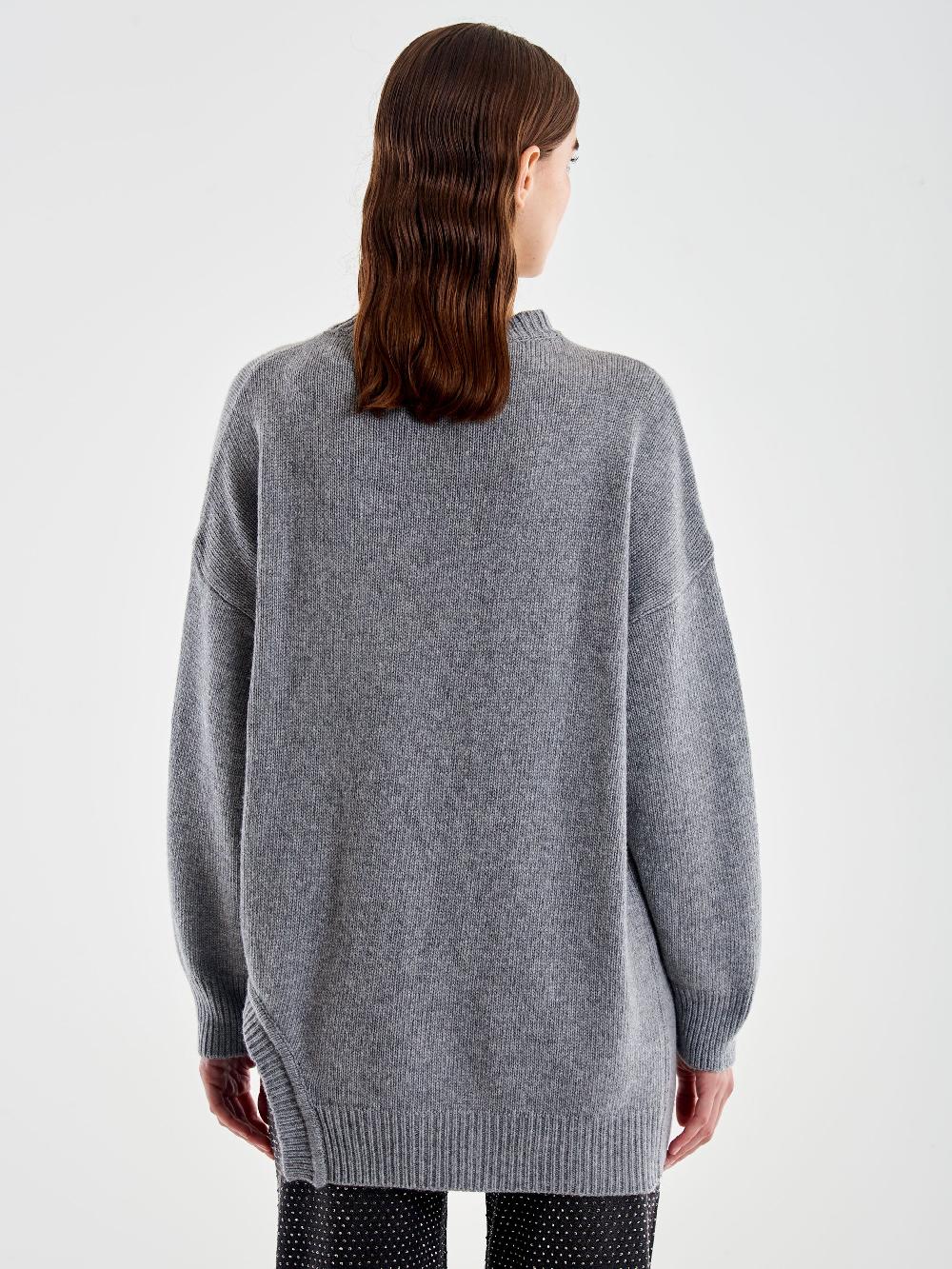 Vicolo Pull Girocollo Cut Out Grigio Promozione