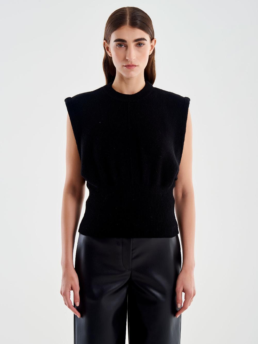 Vicolo Gilet Smanicato Girocollo Aderente Nero Acquista Ora