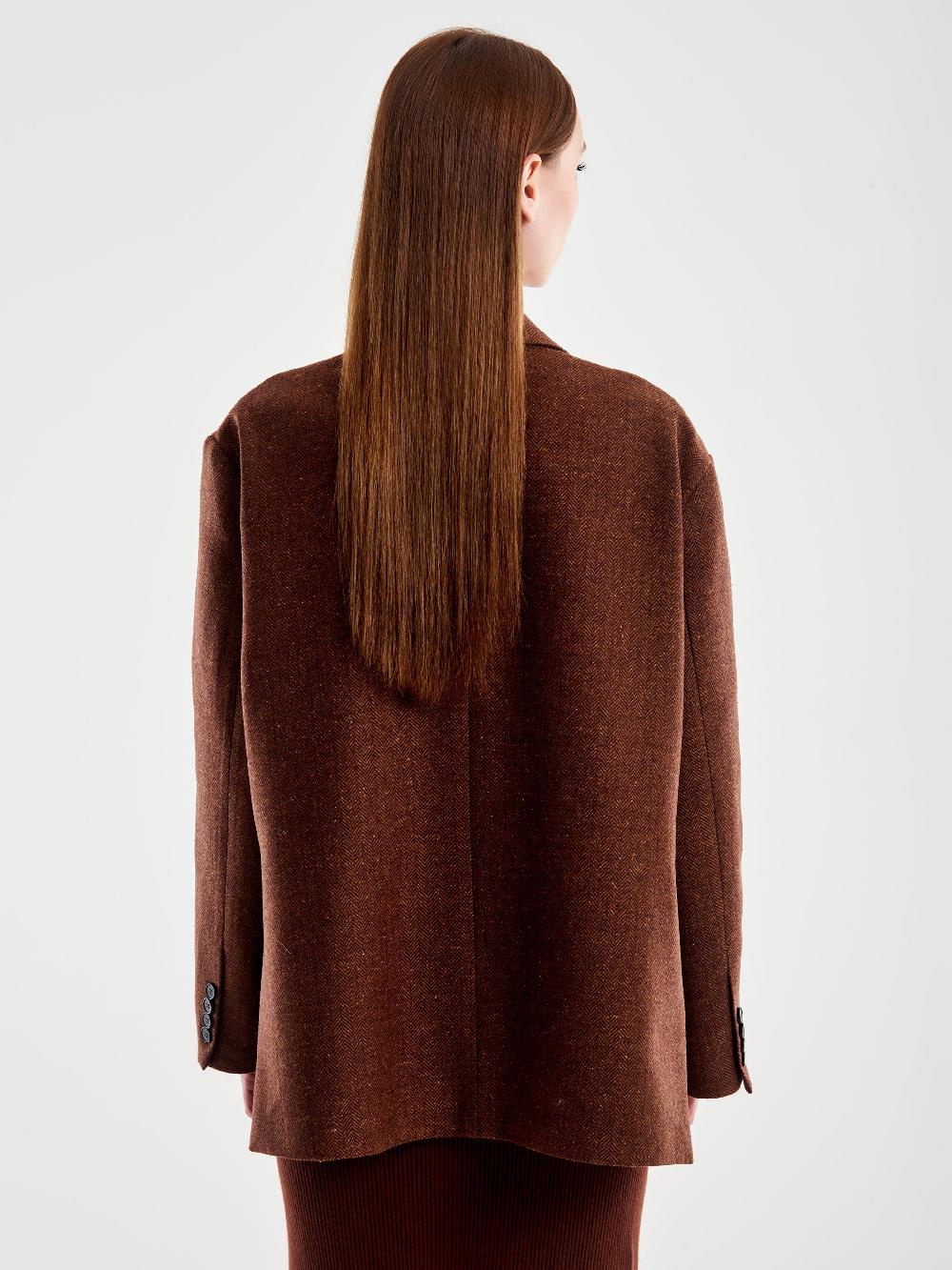 Vicolo Giacca Misto Lana Oversized Spinata Moro Promozione Limitata