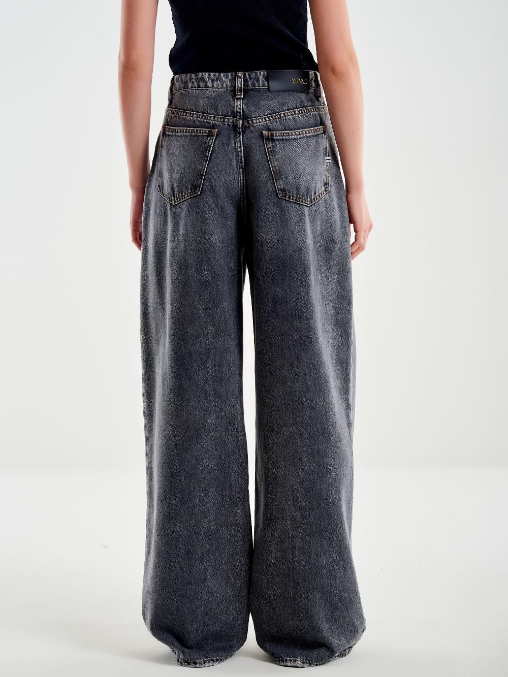 Vicolo Jeans Abby Ampi Grigi Nero Economico