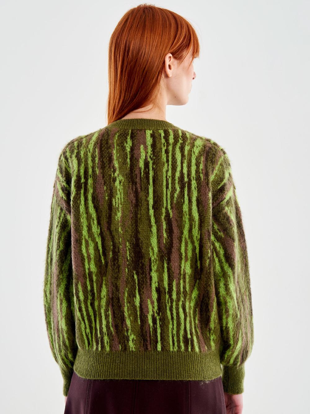 Vicolo Pull Girocollo Fantasia Verde In Linea