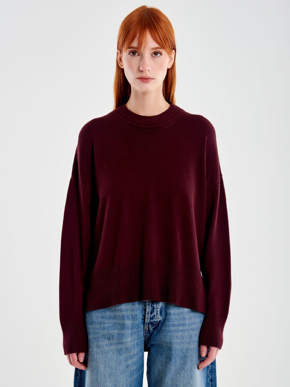 Vicolo Pull a Scatolina con Spacchi Bordeaux Qualità