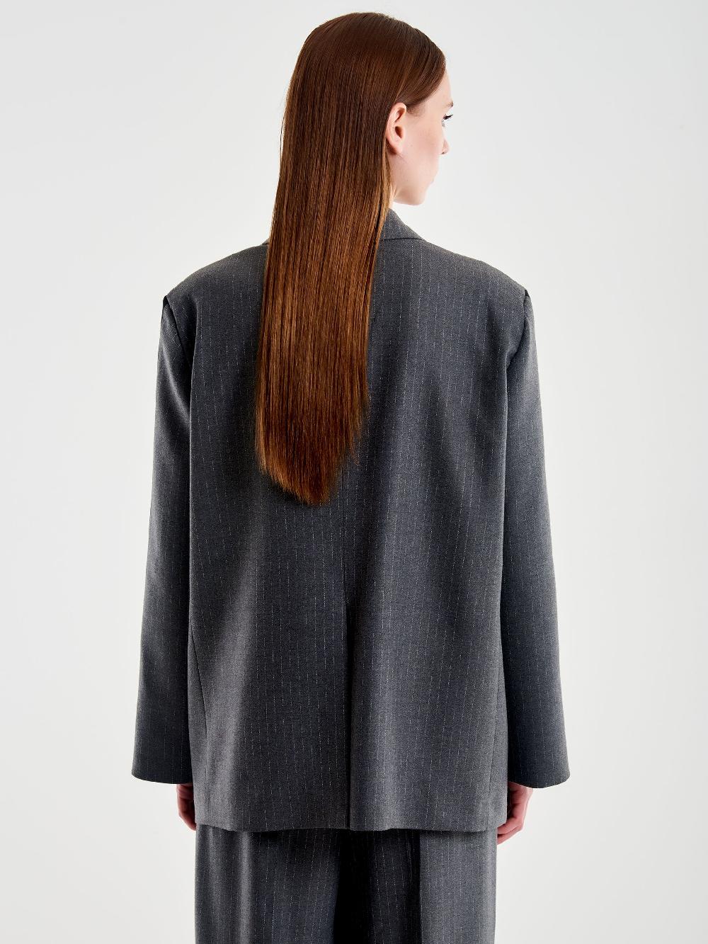 Vicolo Blazer Gessato con Banda Laterale Grigio Shopping online