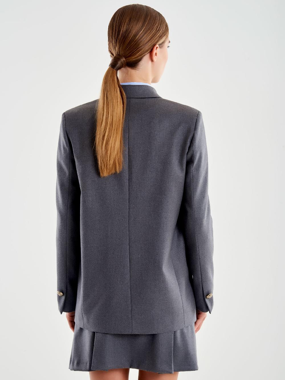 Vicolo Blazer Con Spilla Grigio Consegna Veloce