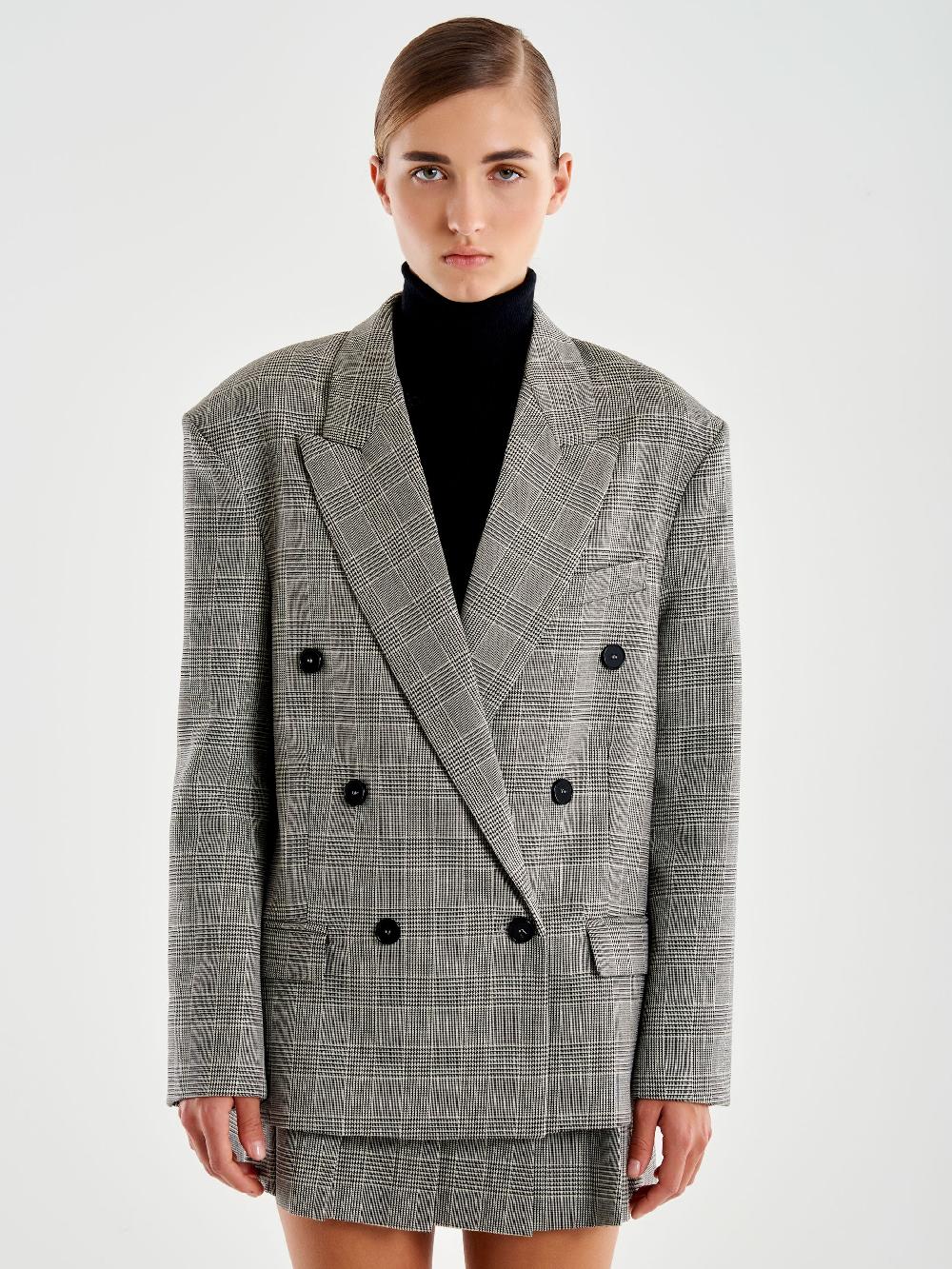Vicolo Blazer Over Doppiopetto Principe di Galles Grigio Promozione Limitata
