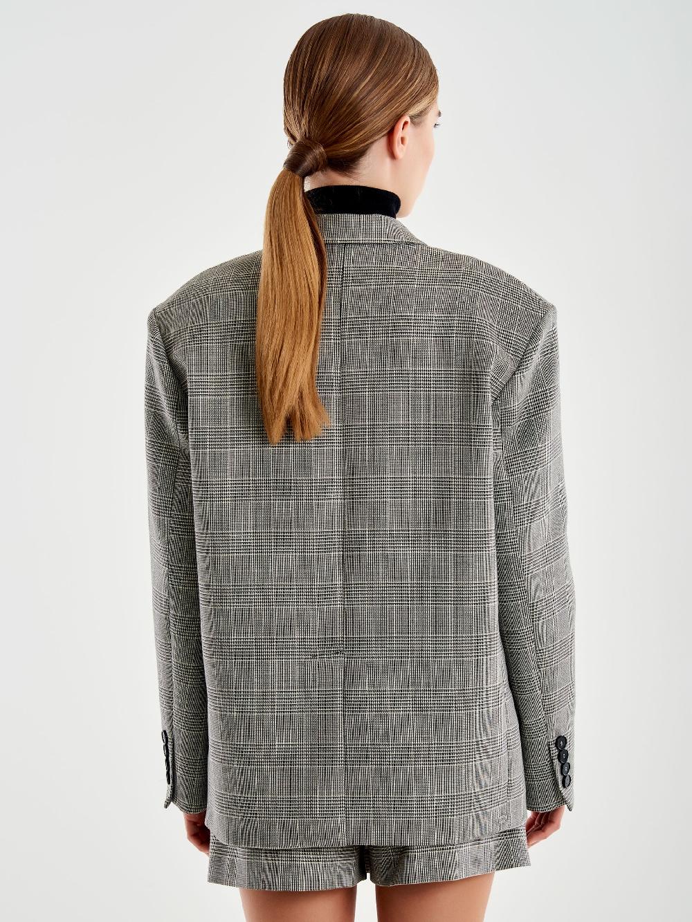 Vicolo Blazer Over Doppiopetto Principe di Galles Grigio Promozione Limitata