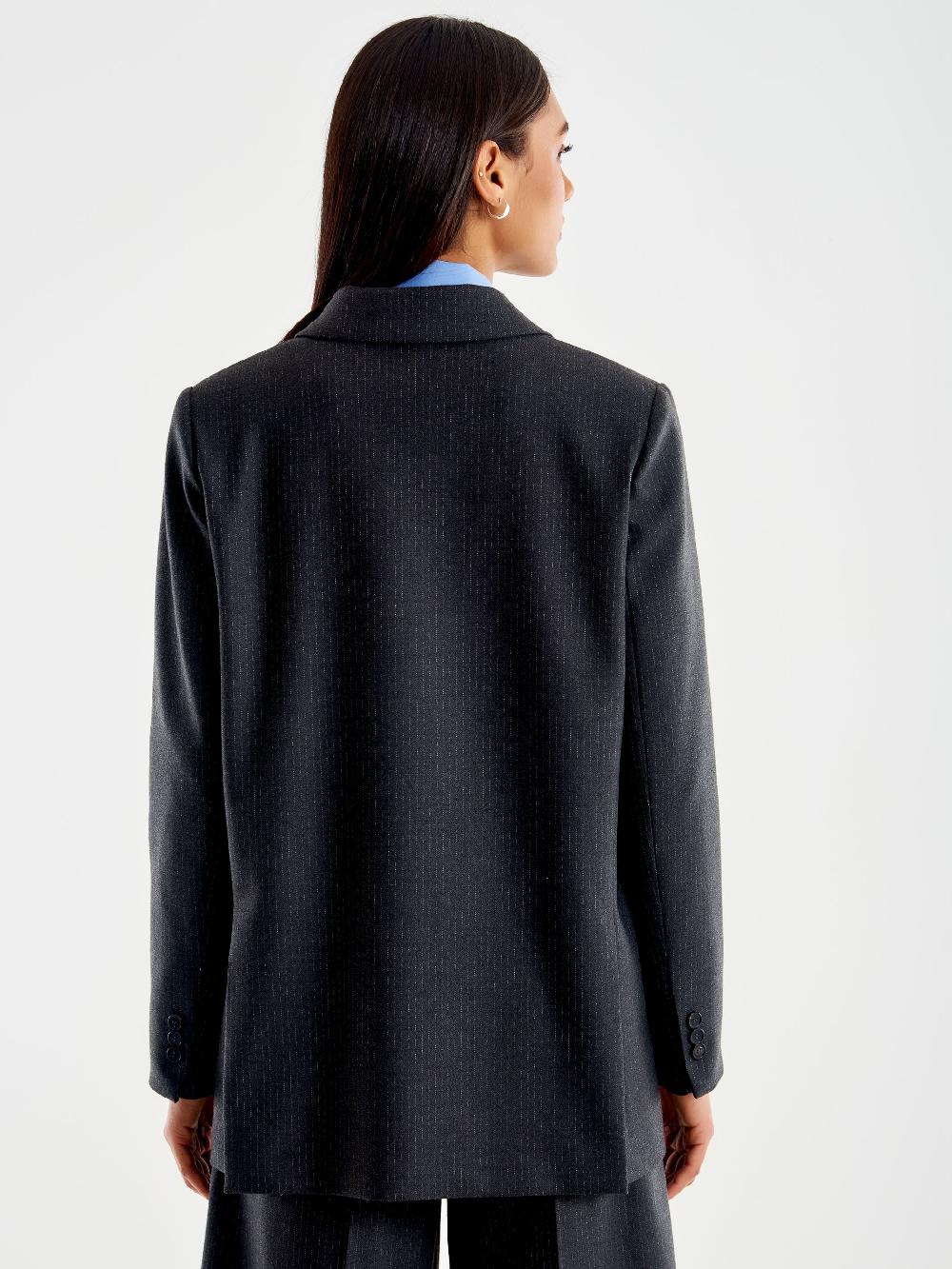 Vicolo Blazer Gessato Lurex Grigio Fino Al -60%
