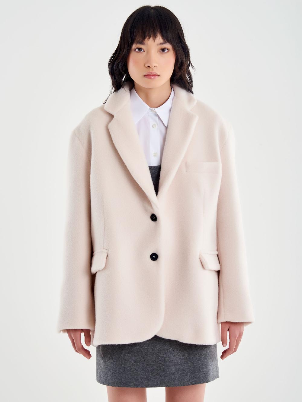 Vicolo Blazer Bouclé Oversized Bianco Economico