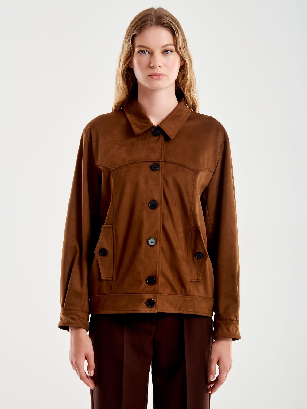 Vicolo Giacca in Alcantara Beige In Vendita