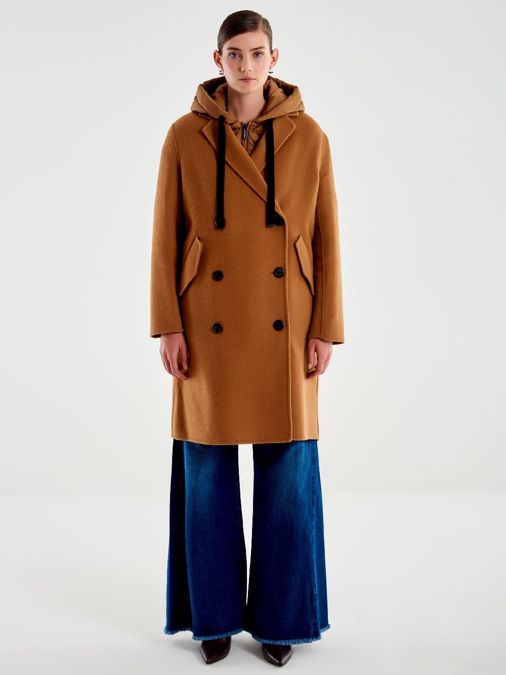 Vicolo Cappotto con Gilet Imbottito Cammello Vendita Calda