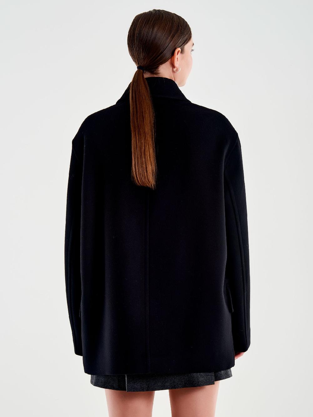 Vicolo Cappotto Corto Doppiopetto Nero Negozio