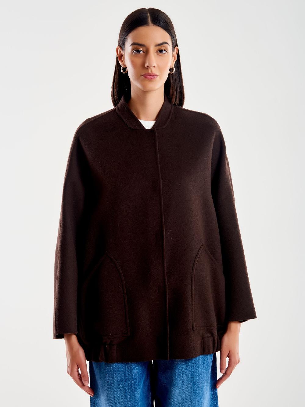 Vicolo Bomber in Misto Lana Marrone In Saldo
