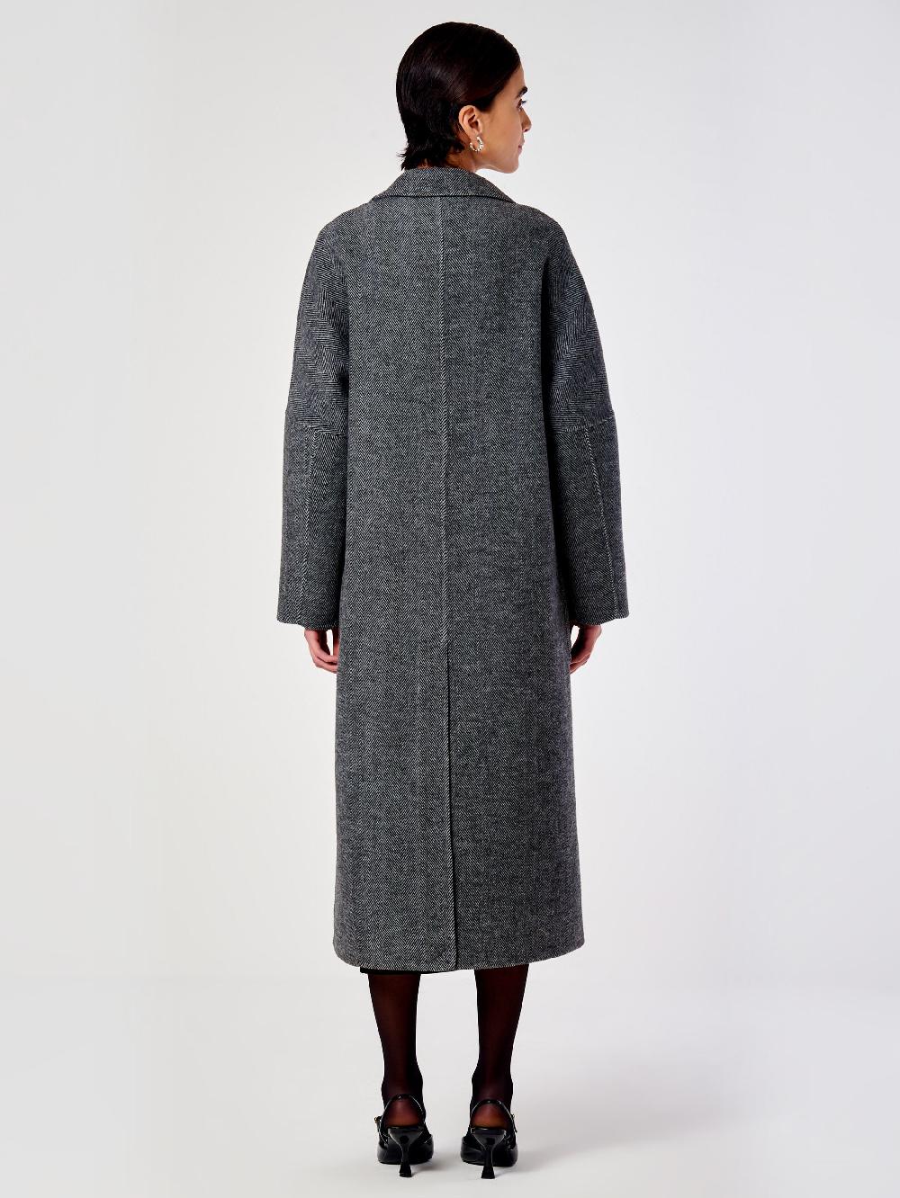 Vicolo Cappotto Doppiopetto Spinato Grigio Nuova
