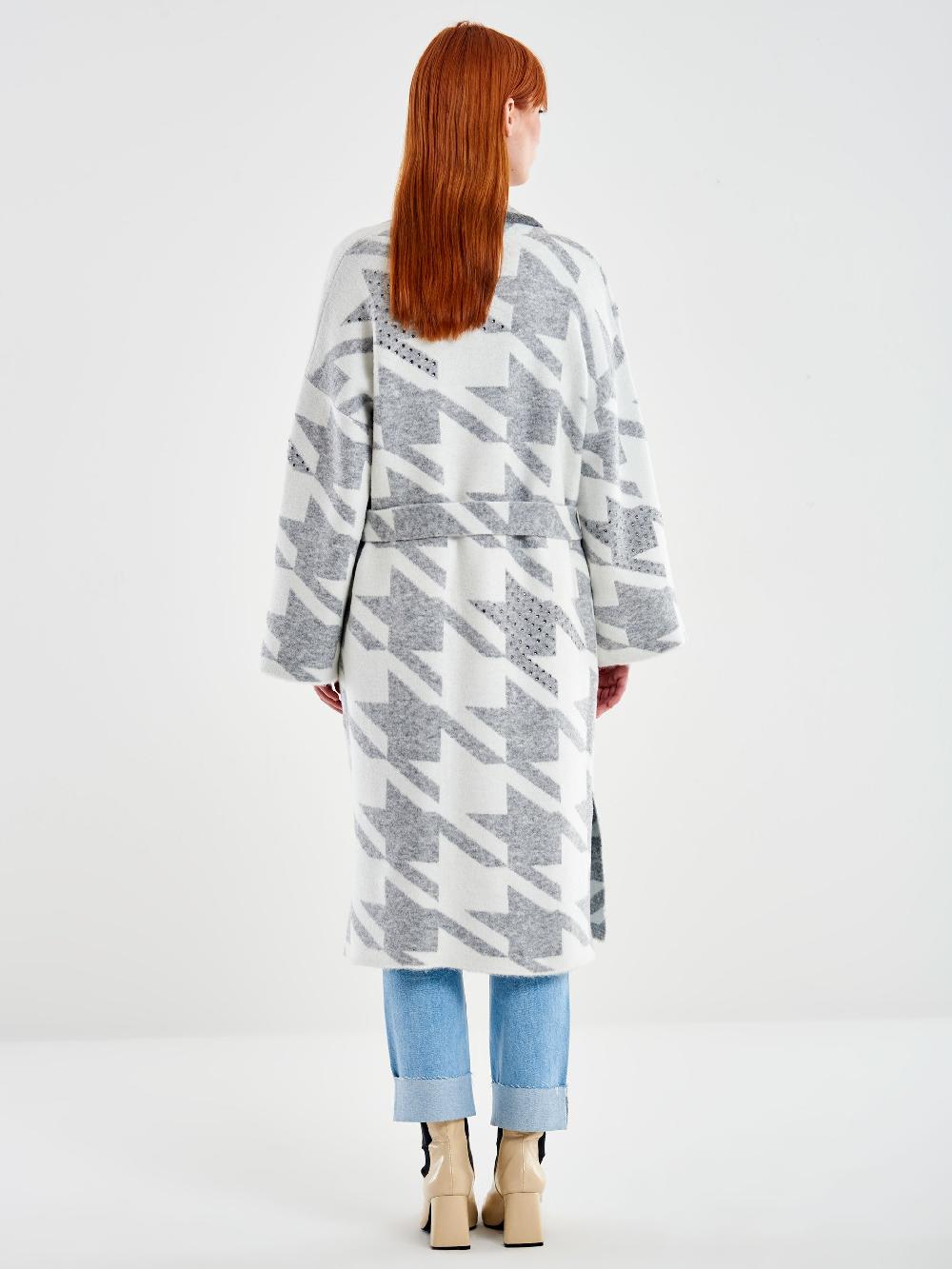 Vicolo Cappotto in Maglia Maxi Pied de Poule Grigio 2025